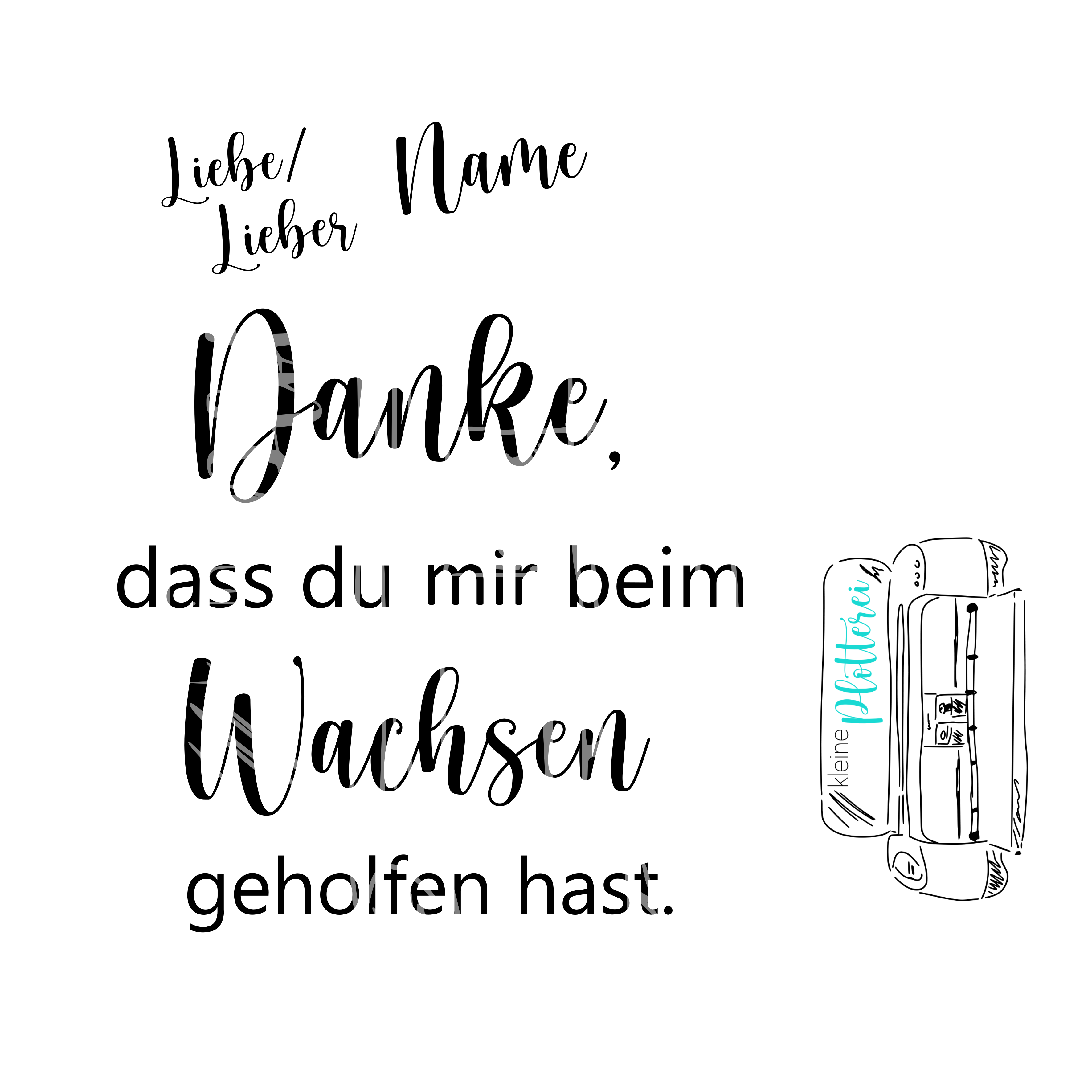 Sticker "Danke, dass du mir beim Wachsen geholfen hast." personalisiert