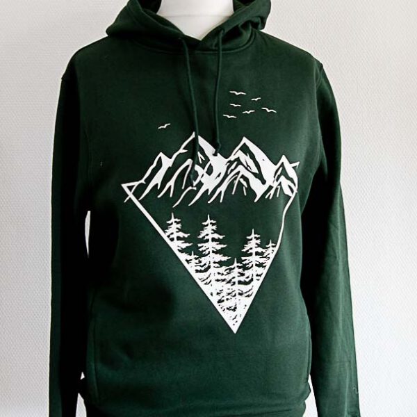 Hoodie "Berge" - dunkelgrün